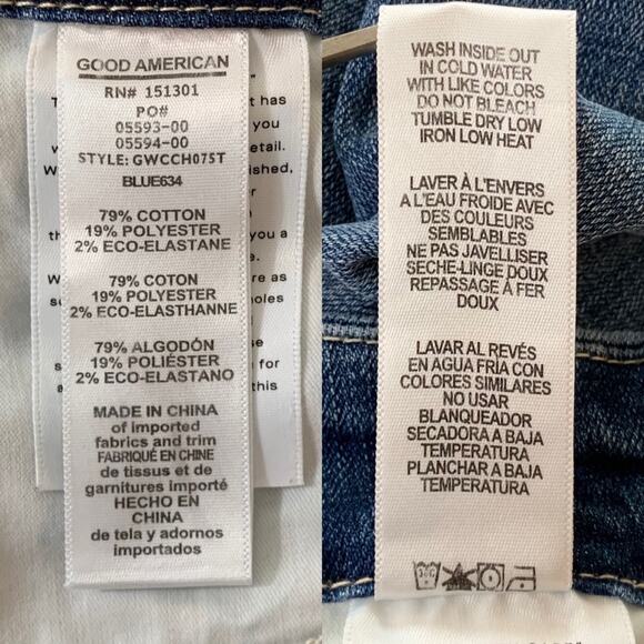 Good American Good Waist Crop Ripped With Chewed Hem Women's Jeans - Size: 0/25 - Picture 14 of 16